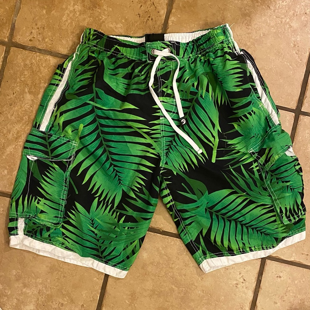 Palm tree swim trunks XL